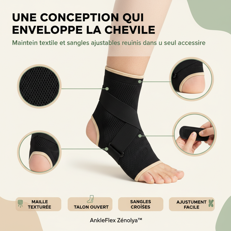 AnkleFlex Zénolya™ — Visuel « Une conception qui enveloppe la cheville »