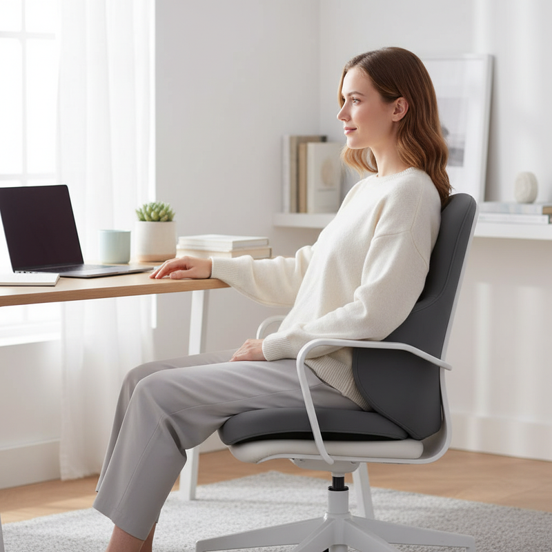 Coussin lombaire Zénolya – Visuel lifestyle bureau sans texte