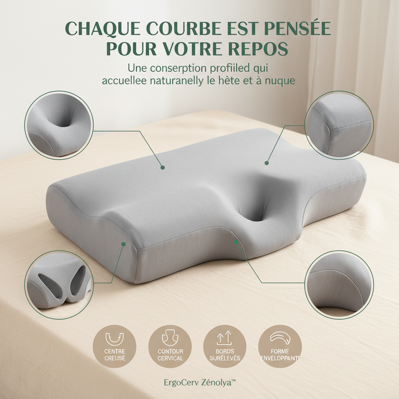 ErgoCerv Zénolya™ — Visuel « Chaque courbe est pensée pour votre repos »