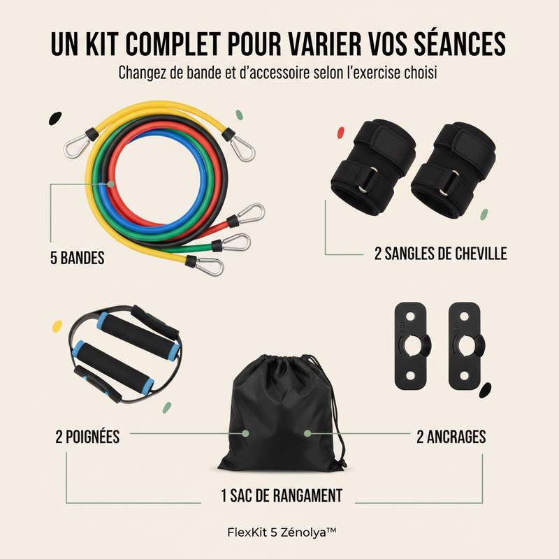 FlexKit 5 Zénolya™ — Visuel « Un kit complet pour varier vos séances »