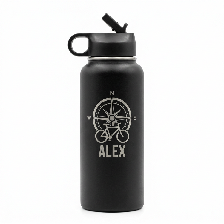 Bouteille d'eau isotherme inox — packshot fond blanc