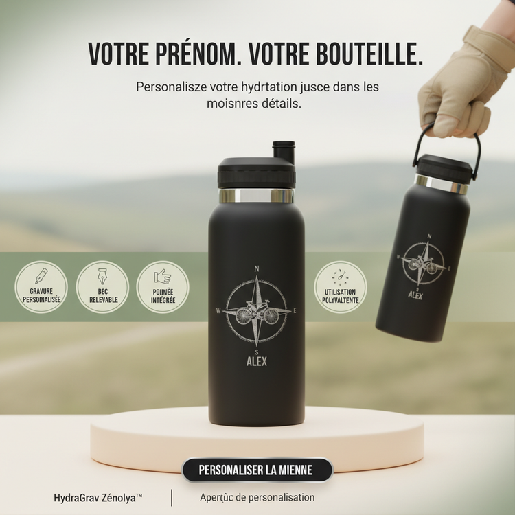 HydraGrav Zénolya™ — Visuel final « Votre prénom. Votre bouteille. »