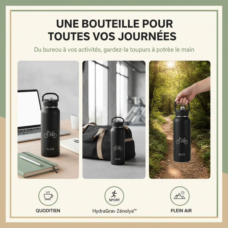 HydraGrav Zénolya™ — Visuel « Une bouteille pour toutes vos journées »