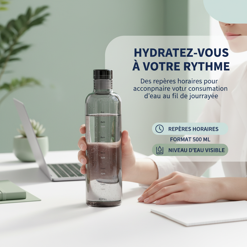 HydraTime 500 Zénolya – Hydratez-vous à votre rythme avec texte