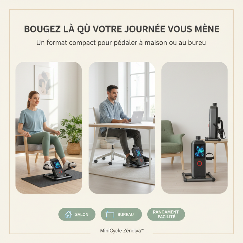 MiniCycle Zénolya™ — Visuel « Bougez là où votre journée vous mène »