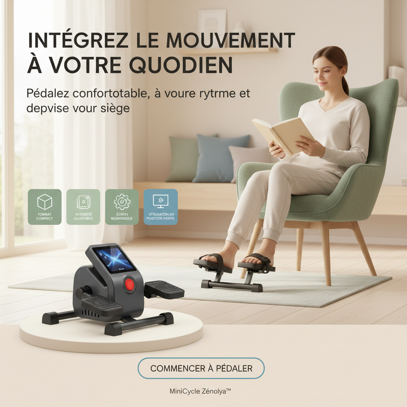 MiniCycle Zénolya™ — Visuel final « Intégrez le mouvement à votre quotidien »