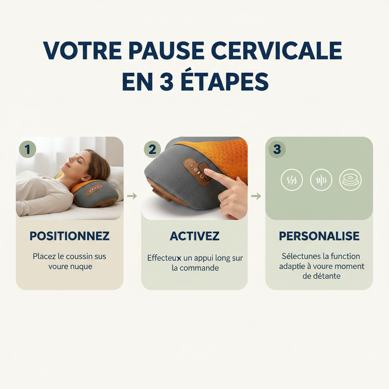 NuqueRelax 3-en-1 Zénolya – Votre pause cervicale en 3 étapes