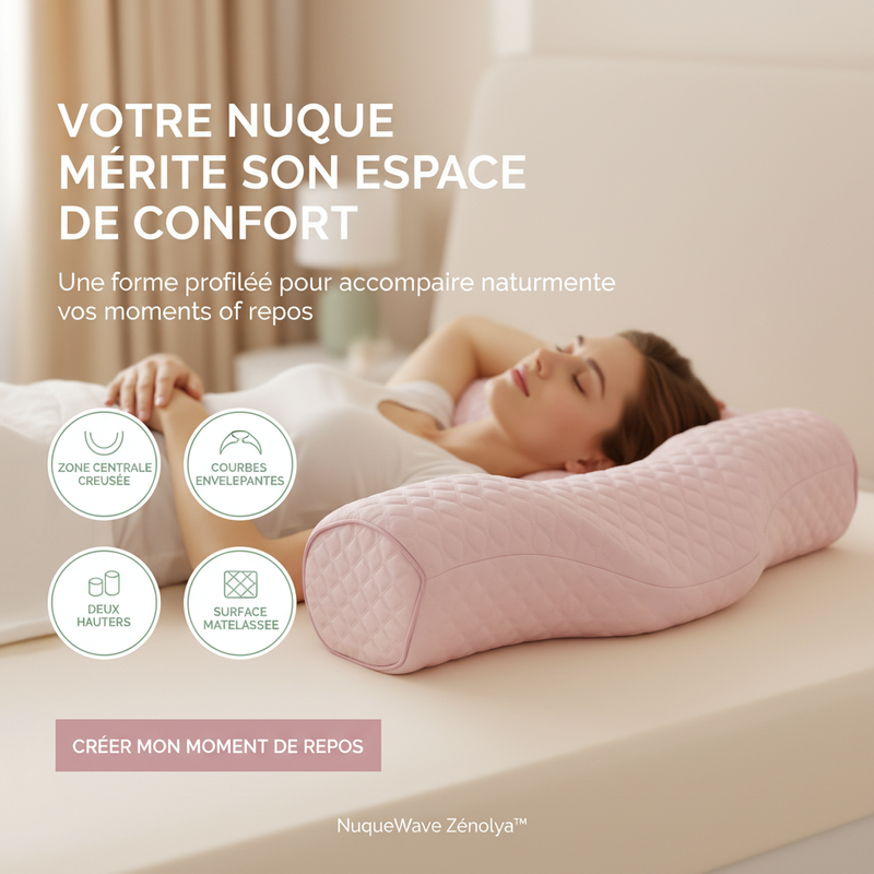 NuqueWave Zénolya™ — Visuel final « Votre nuque mérite son espace de confort »