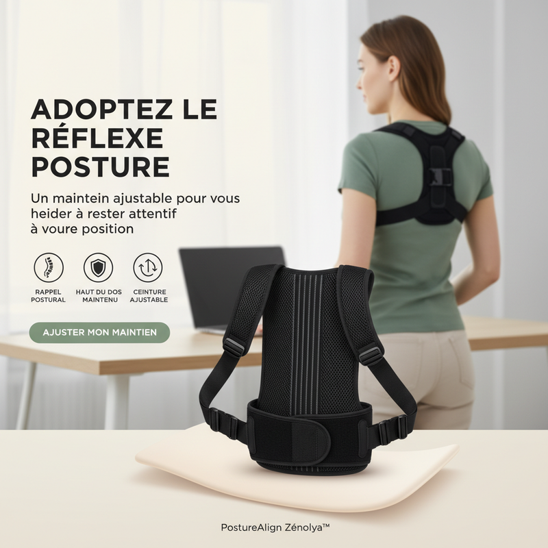 PostureAlign Zénolya™ — Visuel final 7 « Adoptez le réflexe posture »