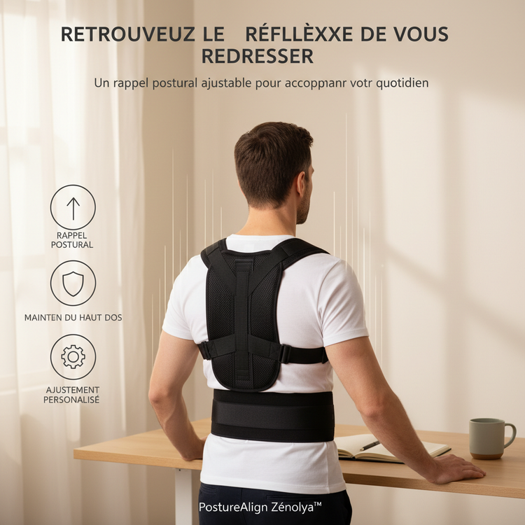 PostureAlign Zénolya™ — Visuel « Retrouvez le réflexe de vous redresser »