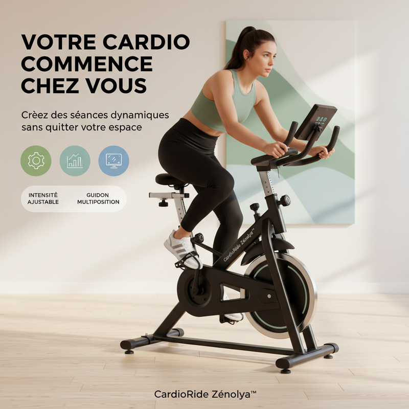 CardioRide Zénolya™ — Visuel « Votre cardio commence chez vous »