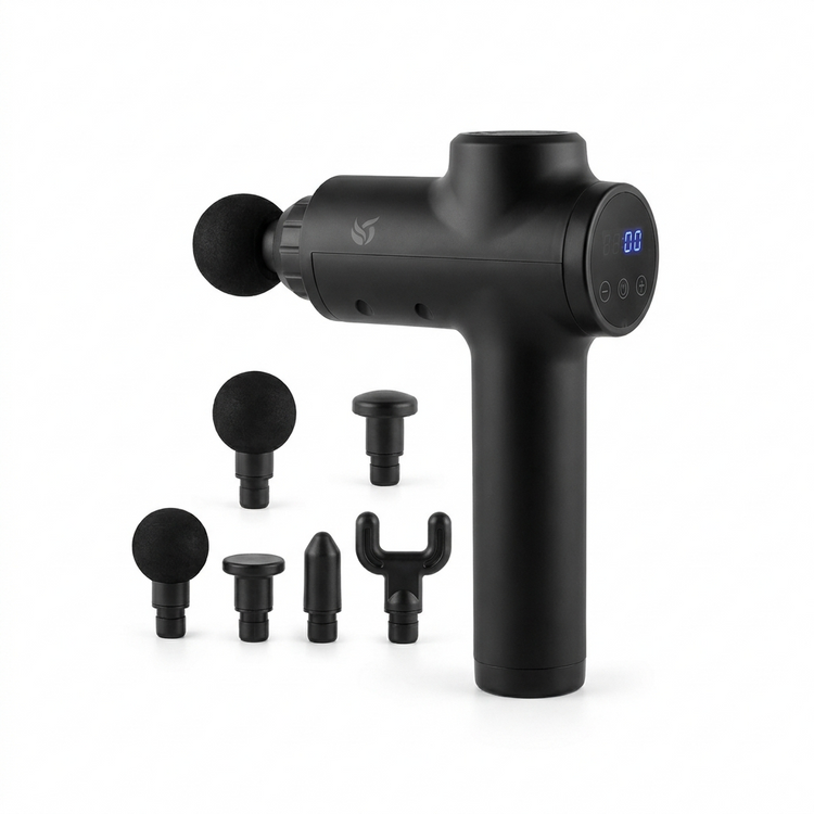 Pistolet de massage 11-en-1 — packshot fond blanc