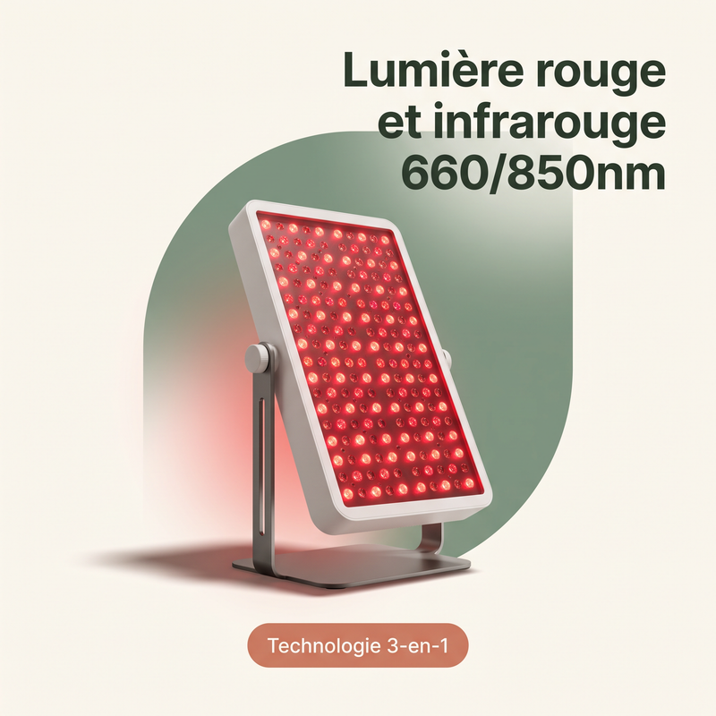 Lumière rouge et infrarouge 660/850nm — Technologie 3-en-1