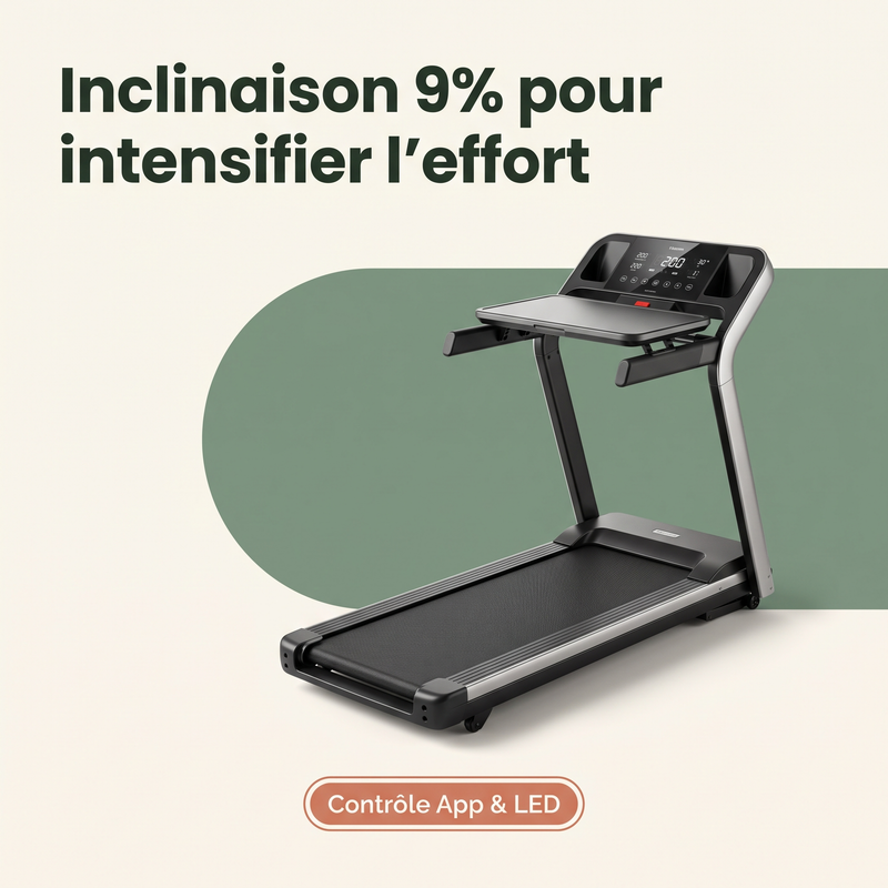 Inclinaison 9% pour intensifier l'effort — Jusqu'à 130kg de charge