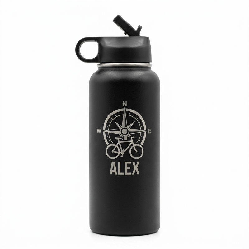 Bouteille d'eau isotherme inox — packshot fond blanc