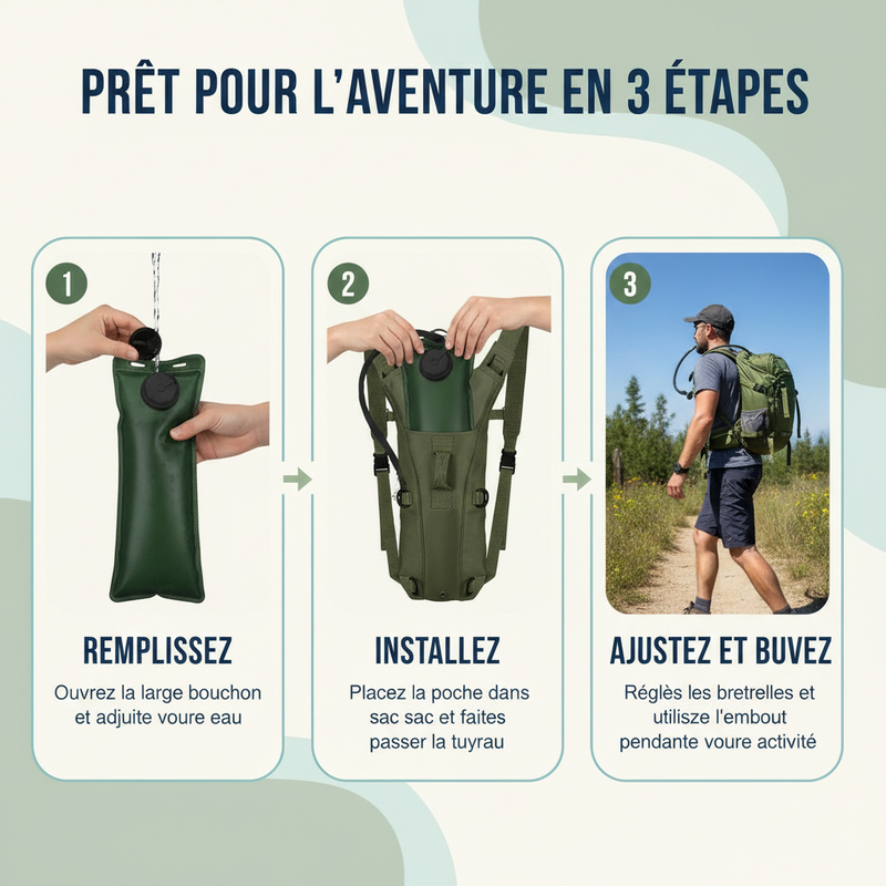HydraPeak 3L Zénolya – Prêt pour l'aventure en 3 étapes