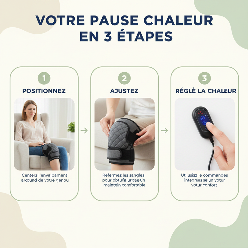 KneeWarm Zénolya – Votre pause chaleur en 3 étapes