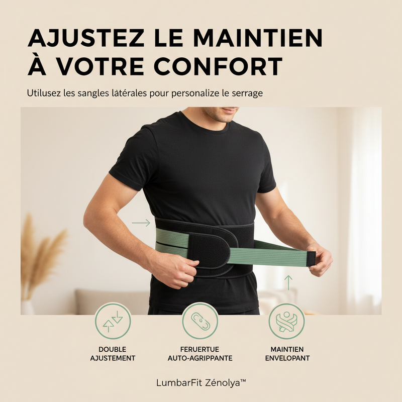 LumbarFit Zénolya™ — Visuel « Ajustez le maintien à votre confort »