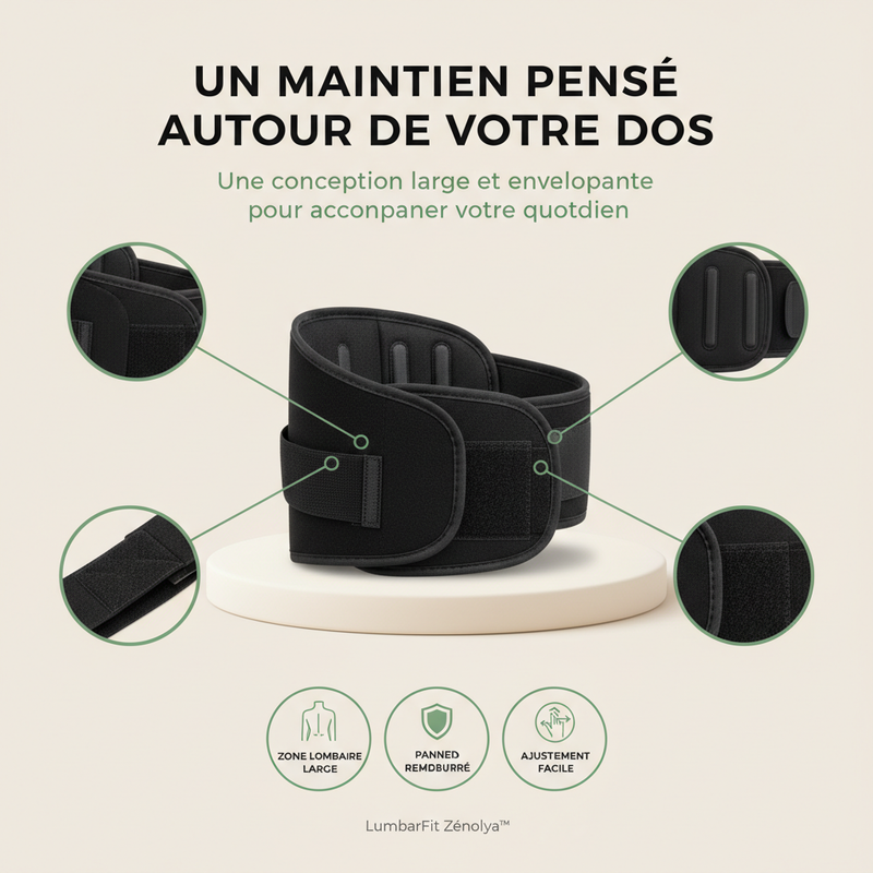 LumbarFit Zénolya™ — Visuel « Un maintien pensé autour de votre dos »