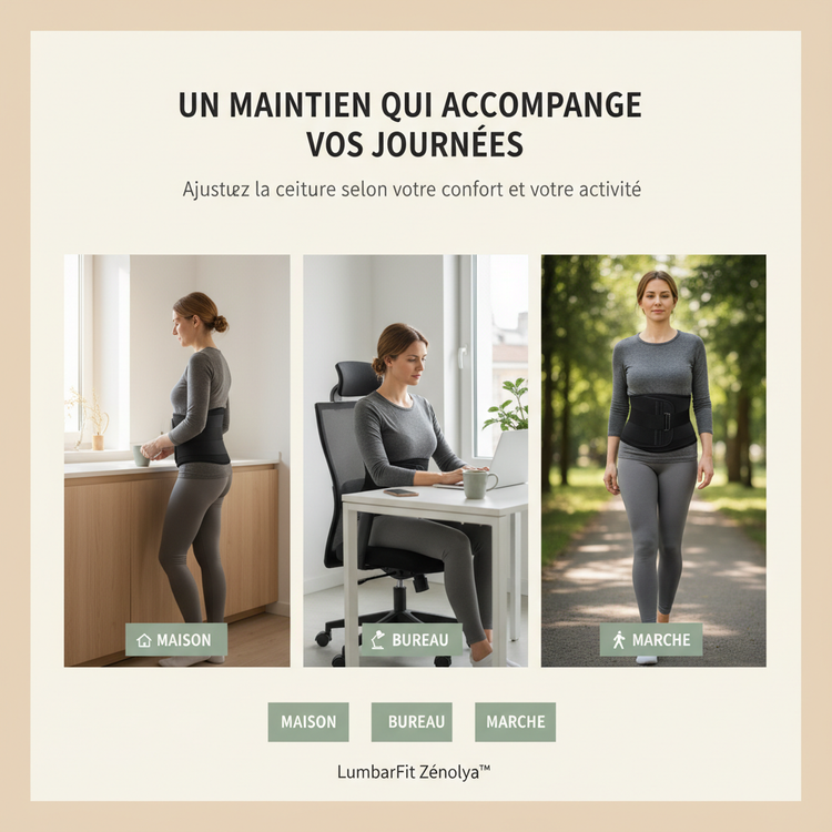 LumbarFit Zénolya™ — Visuel « Un maintien qui accompagne vos journées »