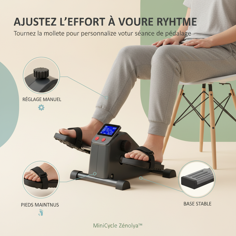 MiniCycle Zénolya™ — Visuel « Ajustez l'effort à votre rythme »