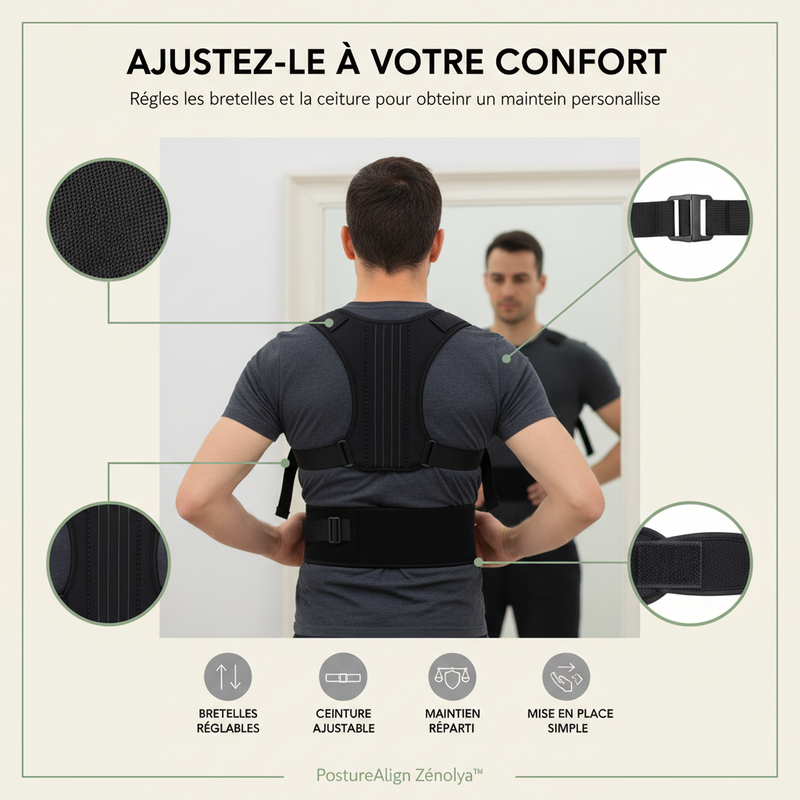 PostureAlign Zénolya™ — Visuel « Ajustez-le à votre confort »