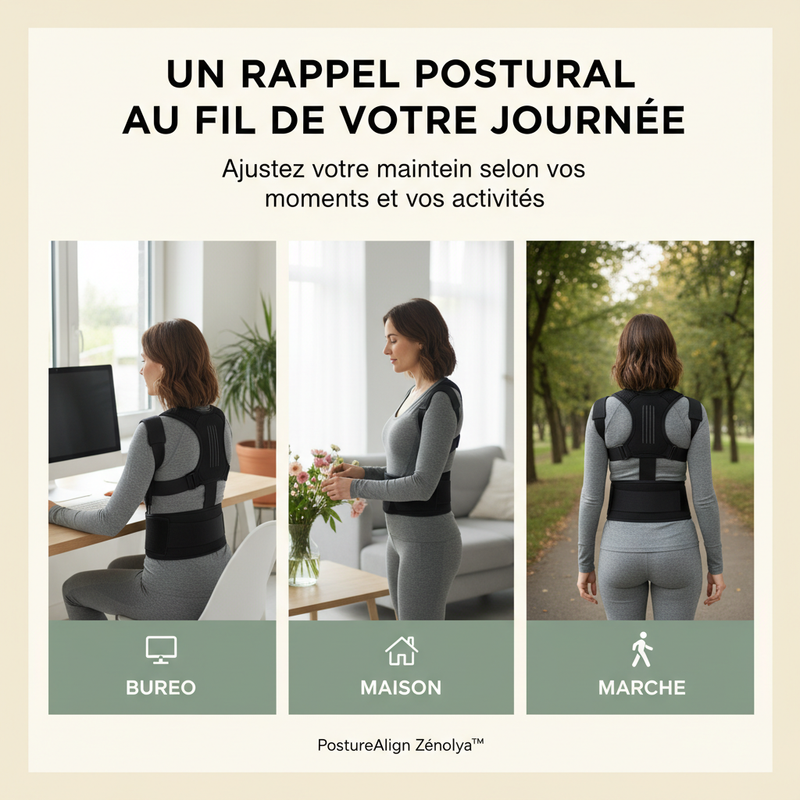 PostureAlign Zénolya™ — Visuel « Un rappel postural au fil de votre journée »