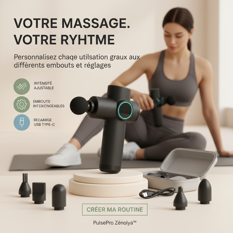 PulsePro Zénolya™ — Visuel final « Votre massage. Votre rythme. »