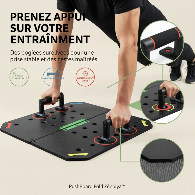 PushBoard Fold Zénolya™ — Visuel « Prenez appui sur votre entraînement » v2